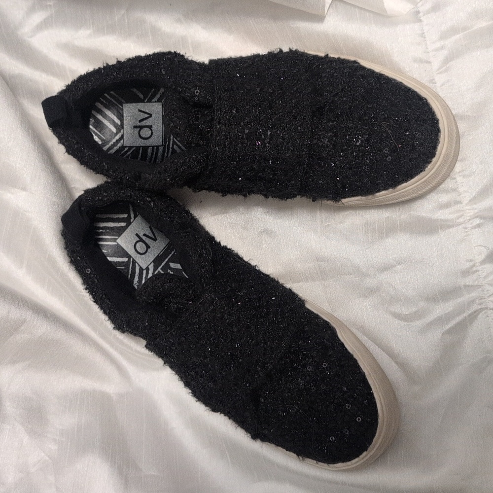 DV dolce vita black tweed sequin slip on 7